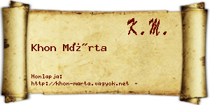 Khon Márta névjegykártya